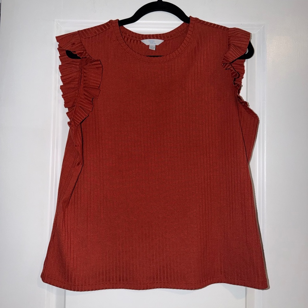 Ruffled Sleeveless Top - Rust